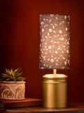 Metal Golden Table Lamp with Floral Print Shade