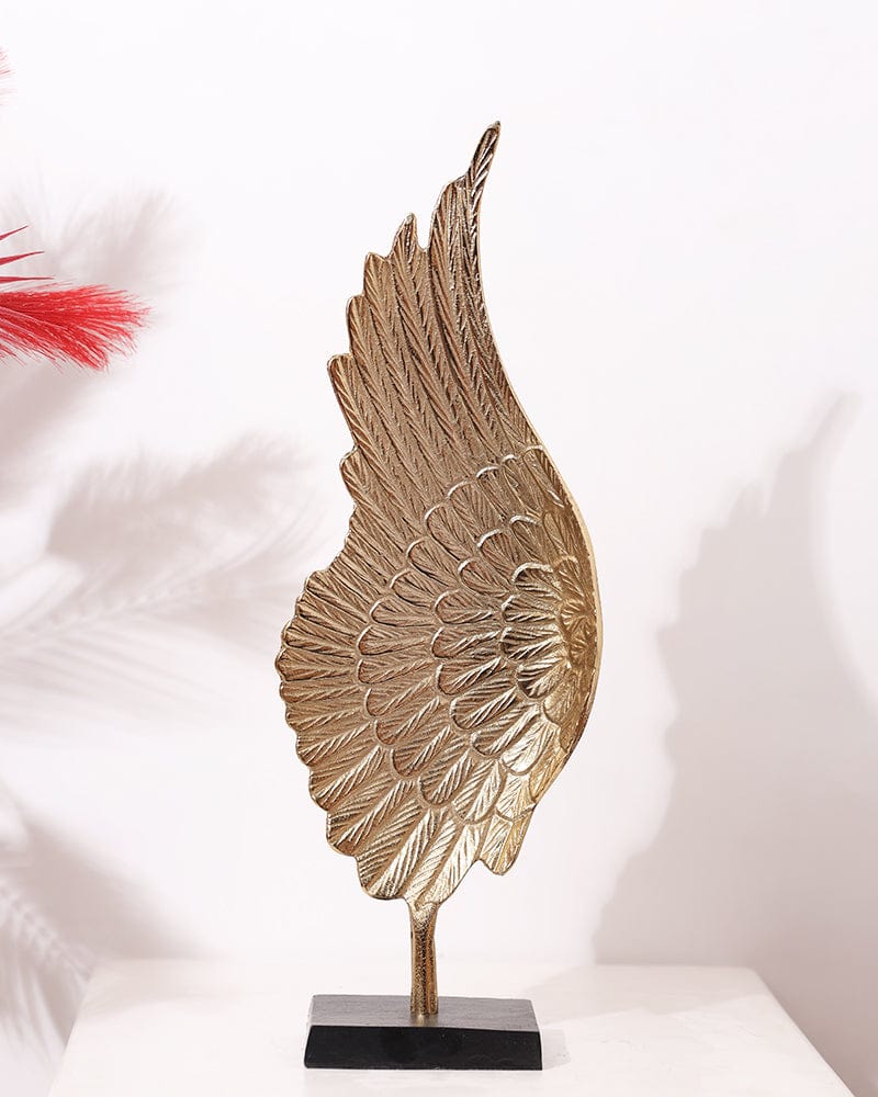 Metal Gold Color Left Angel Wings Table Top Showpiece (Pack Of 1) For Home Decoration, Living Room & Office