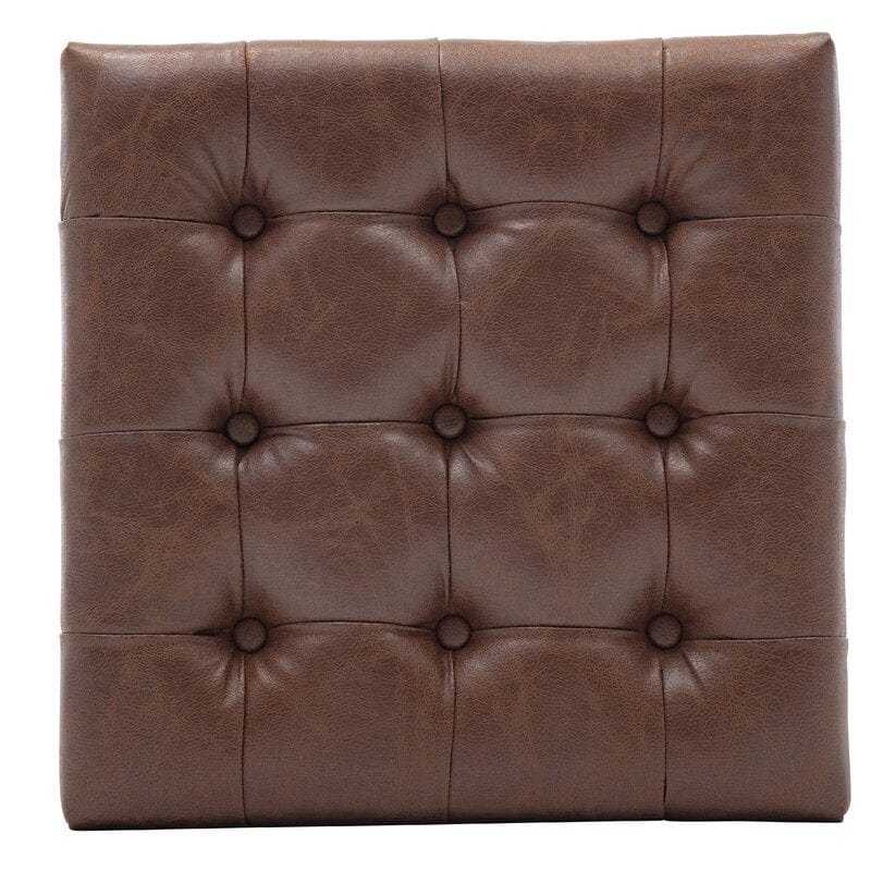 Wide Faux Leather Tufted Square Standard Ottoman