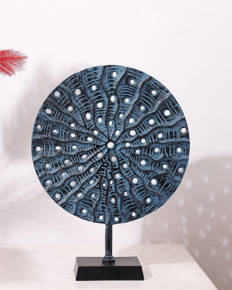 Decorative Blue Colour Round Stand Table Showpiece for Home Decoration, Living Room, Office