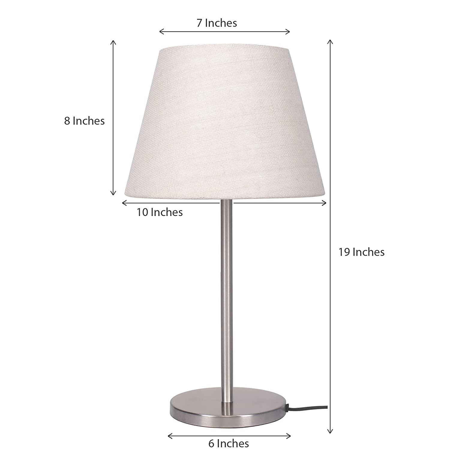 Modern & Sleek Stainless Steel Silver Finish Table Lamp 10 Inches
