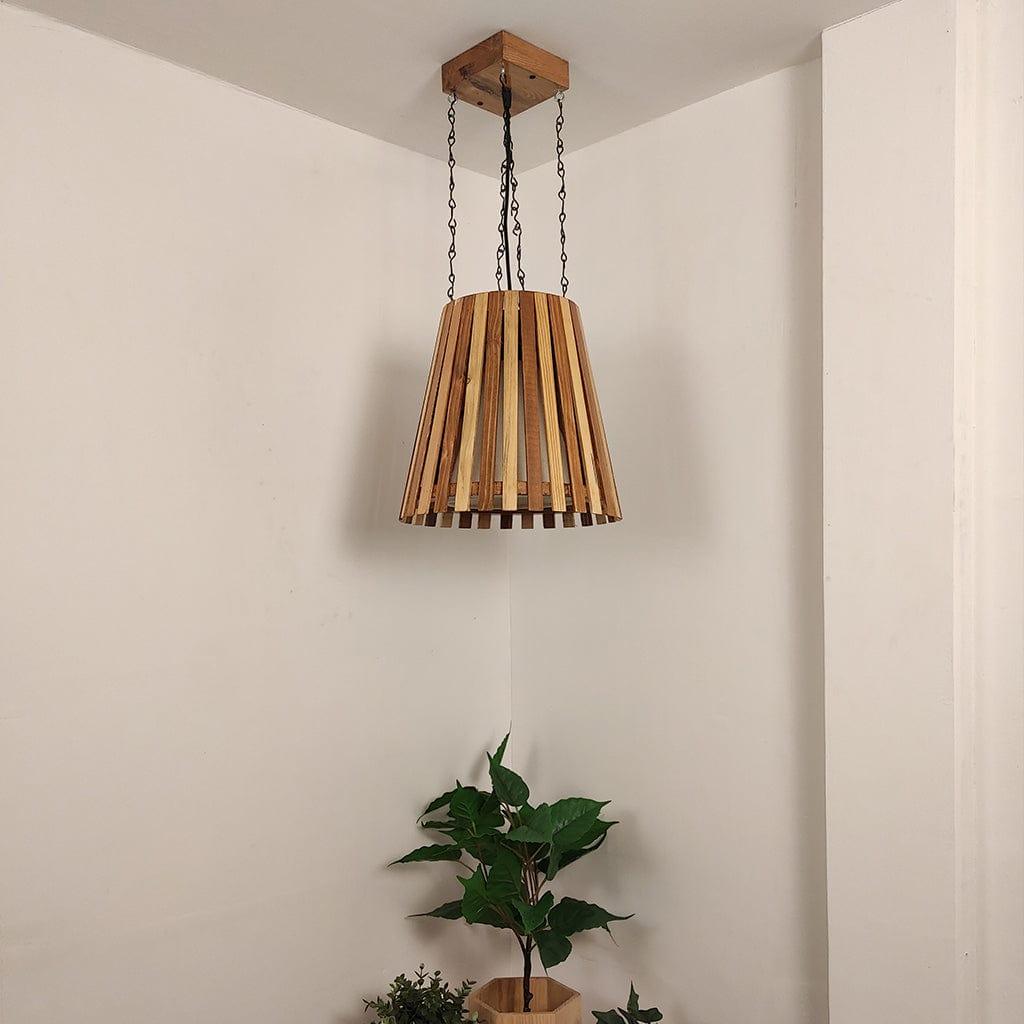 Soyuz Beige & Brown Wooden Single Hanging Lamp - Ouch Cart 