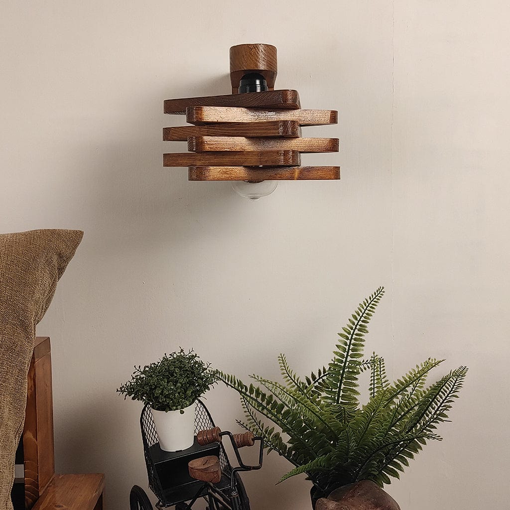 Star Brown Wooden Wall Light (BULB NOT INCLUDED)