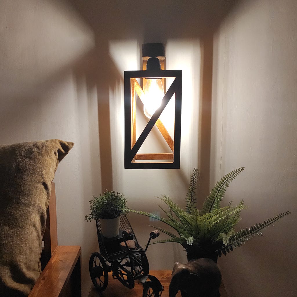 Symmetric Brown Wooden Wall Light (BULB NOT INCLUDED)