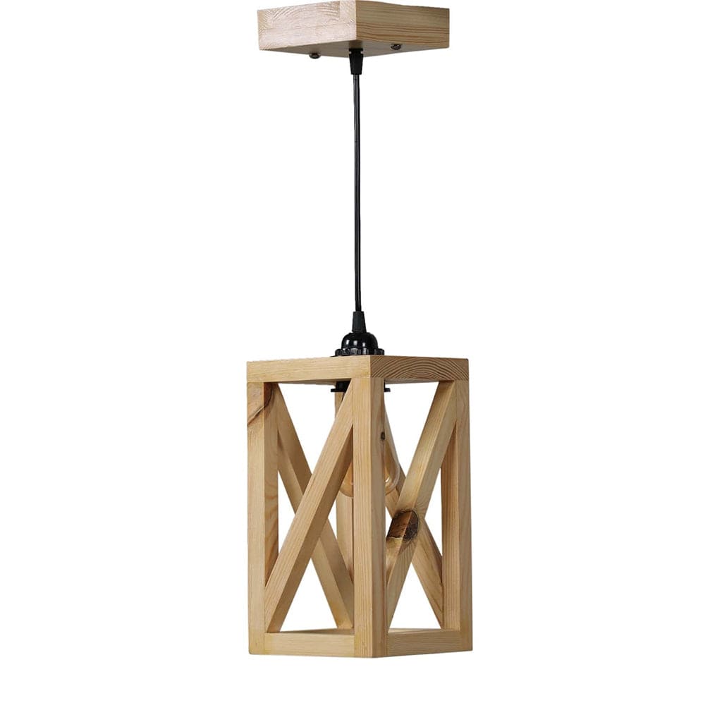 Symmetric Beige Wooden Single Hanging Lamp (BULB NOT INCLUDED)