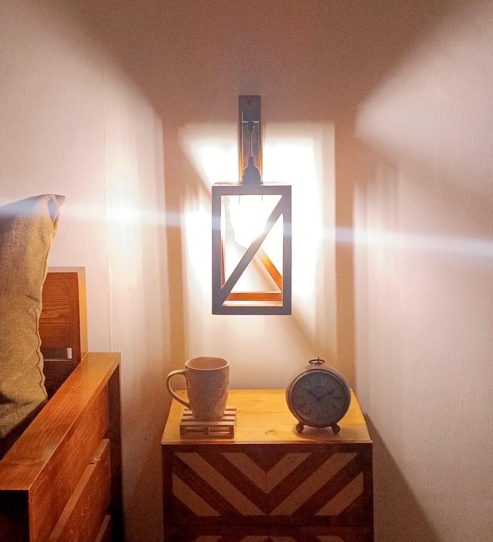 Symmetric L Brown Wooden Wall Light (BULB NOT INCLUDED)