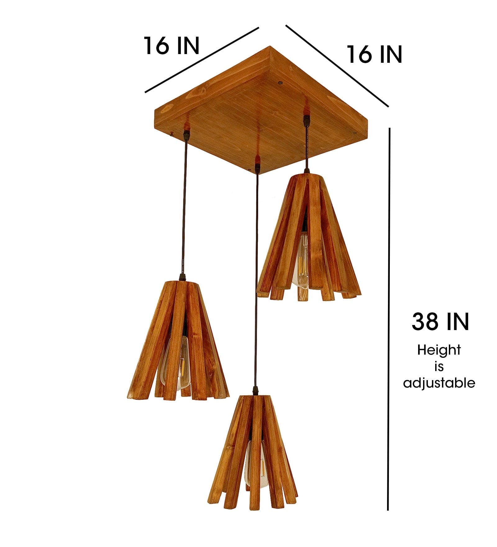 Taper Brown Wooden Cluster Hanging Lamp (BULB NOT INCLUDED)