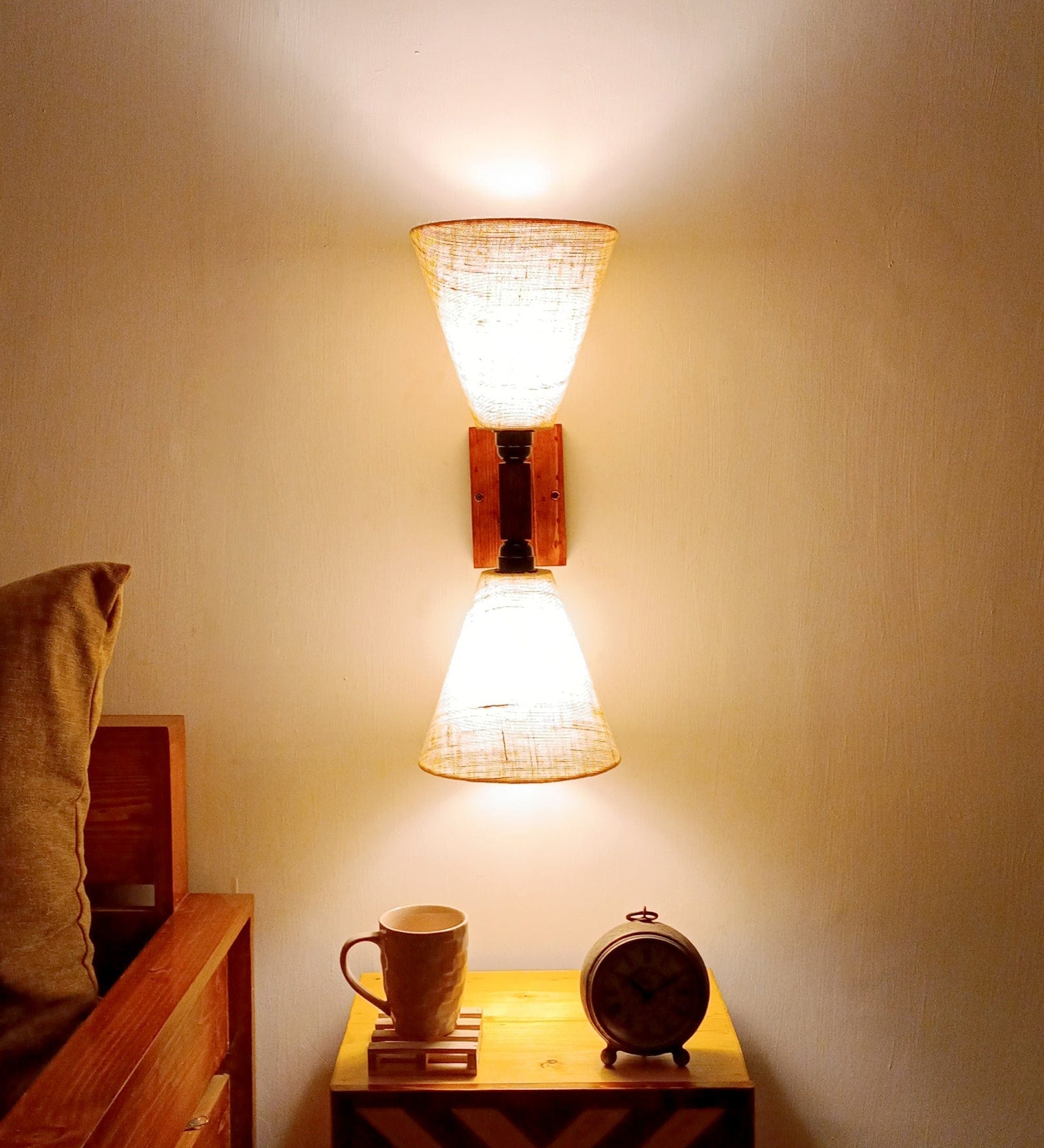 Terzo Duo Brown Wooden Wall Light (BULB NOT INCLUDED)