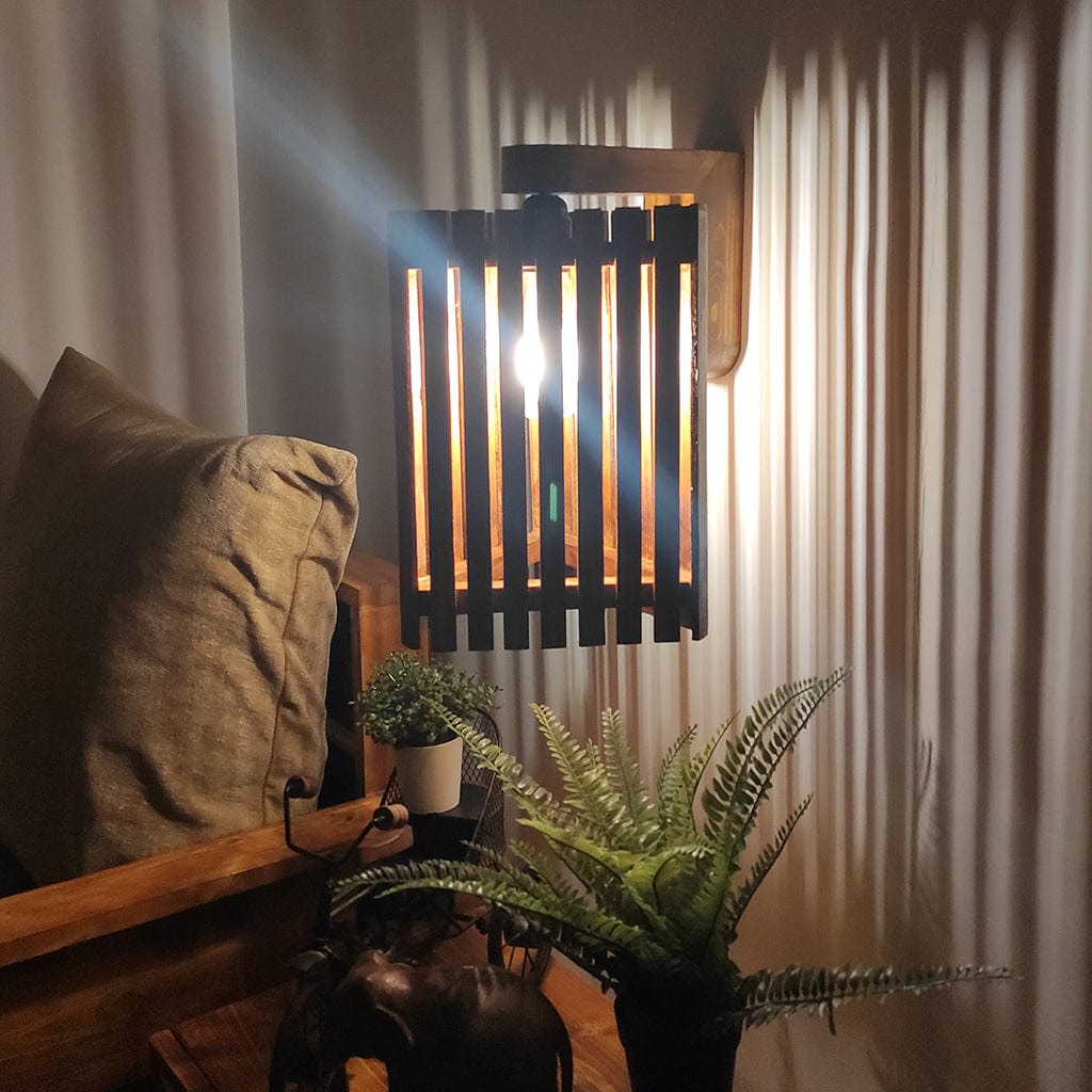Trikona Brown Wooden Wall Light (BULB NOT INCLUDED)