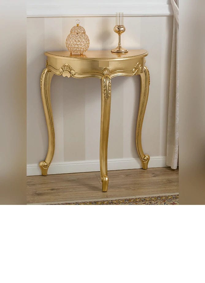 Console Table Arlette Half Moon French Baroque Style (Golden Leaf)