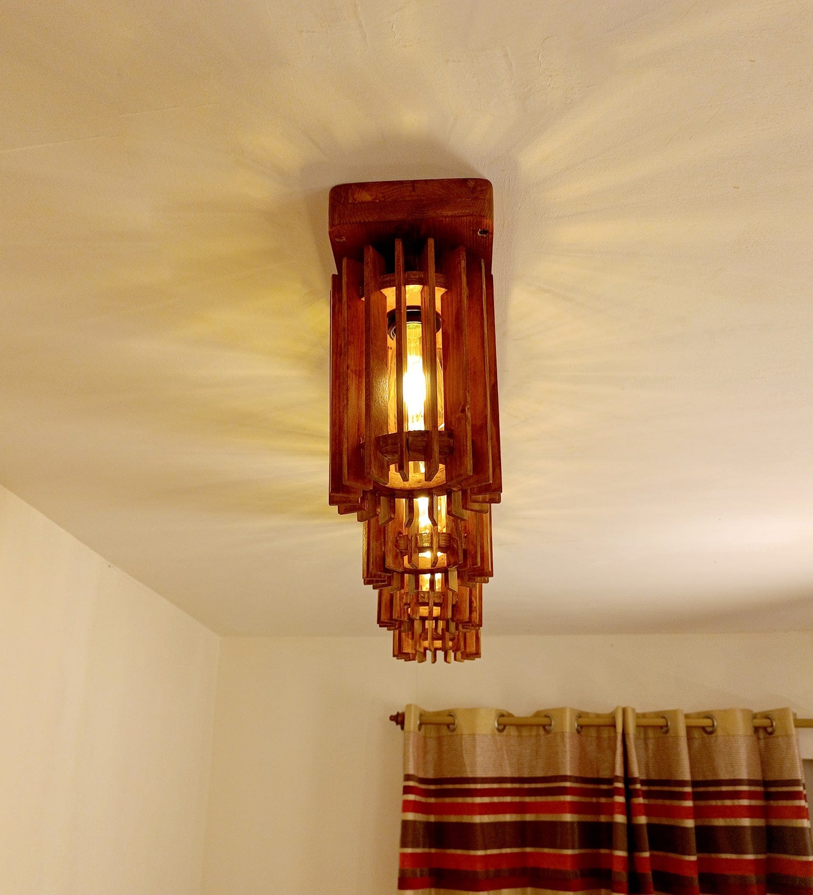 Ventus Brown Wooden 4 Series Ceiling Lamp (BULB NOT INCLUDED)