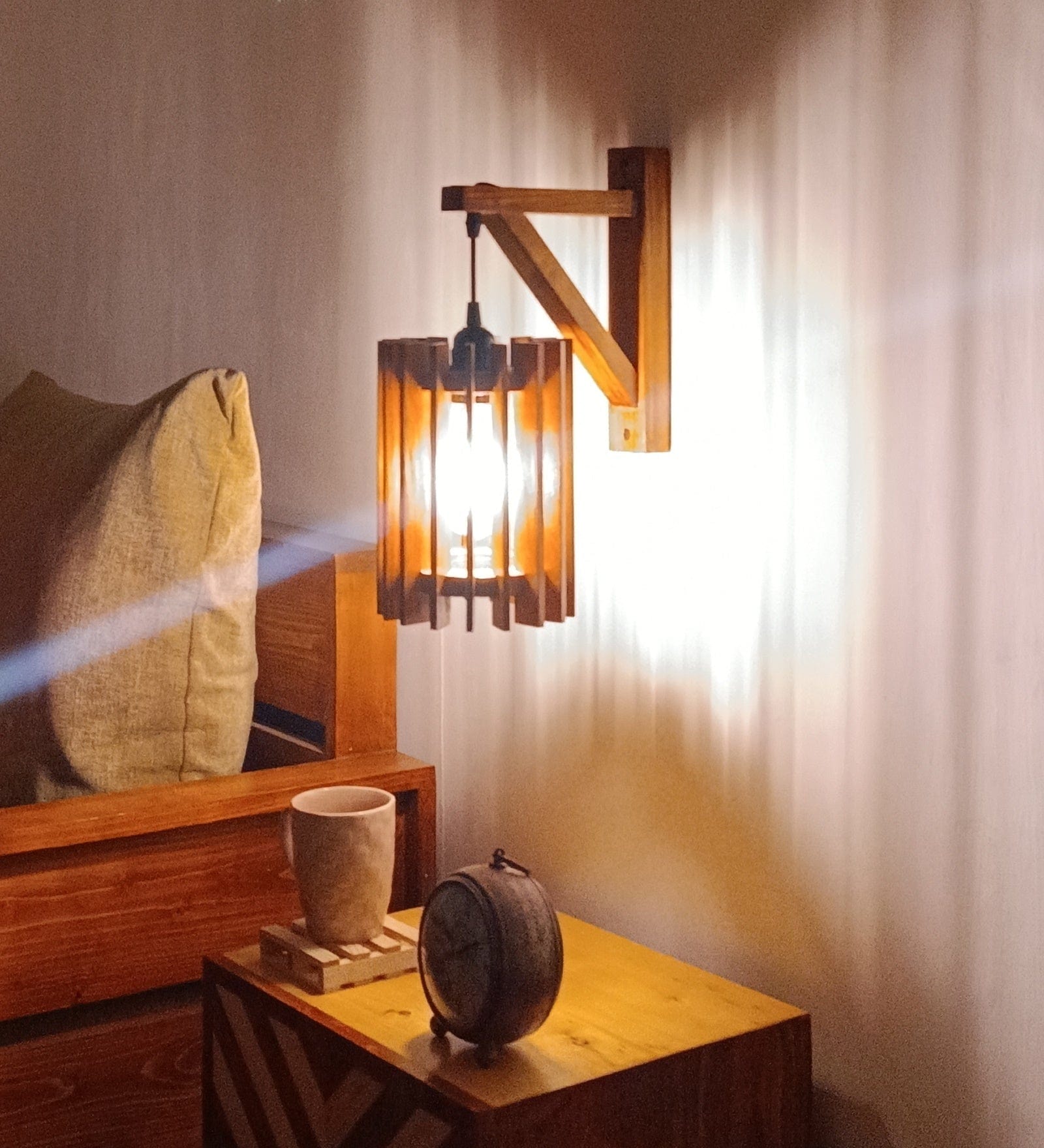 Ventus L Brown Wooden Wall Light (BULB NOT INCLUDED)