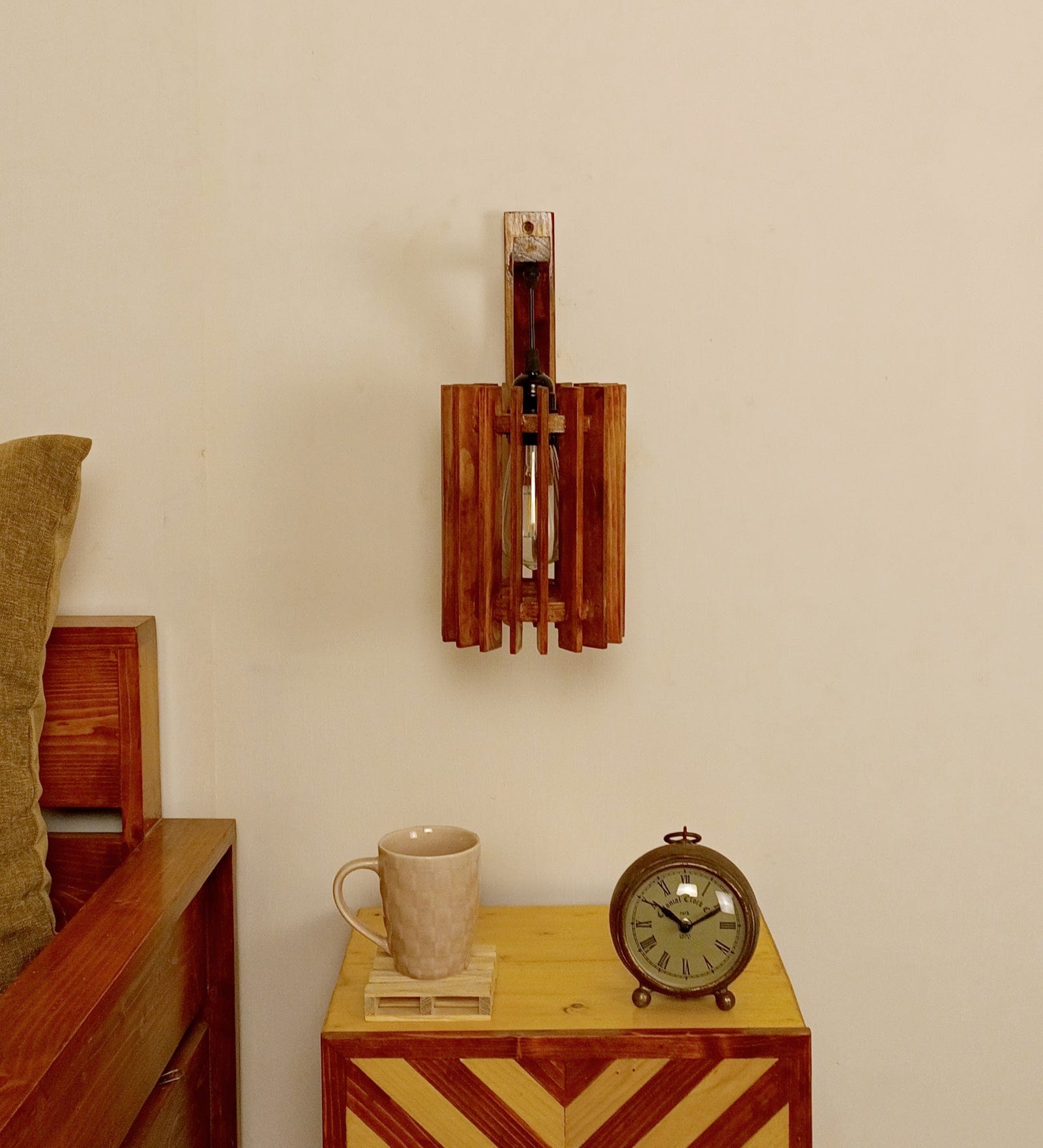 Ventus L Brown Wooden Wall Light (BULB NOT INCLUDED)