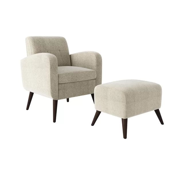 Wesson Wide Tufted Armchair and Ottoman
