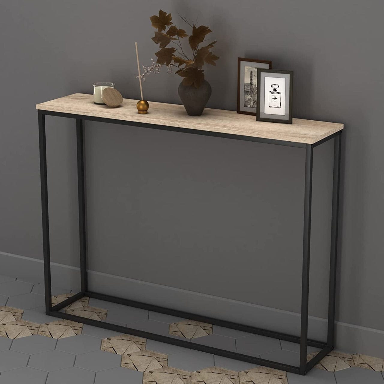 Wooden Hallway Console Table with Metal Legs