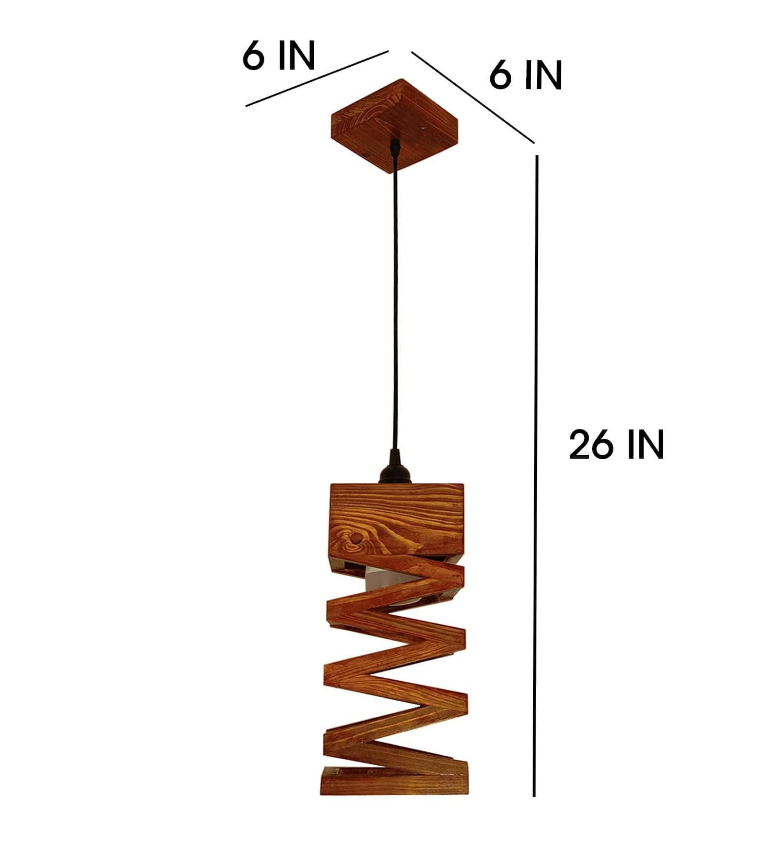 Wiggle Brown Wooden Single Hanging Lamp (BULB NOT INCLUDED)