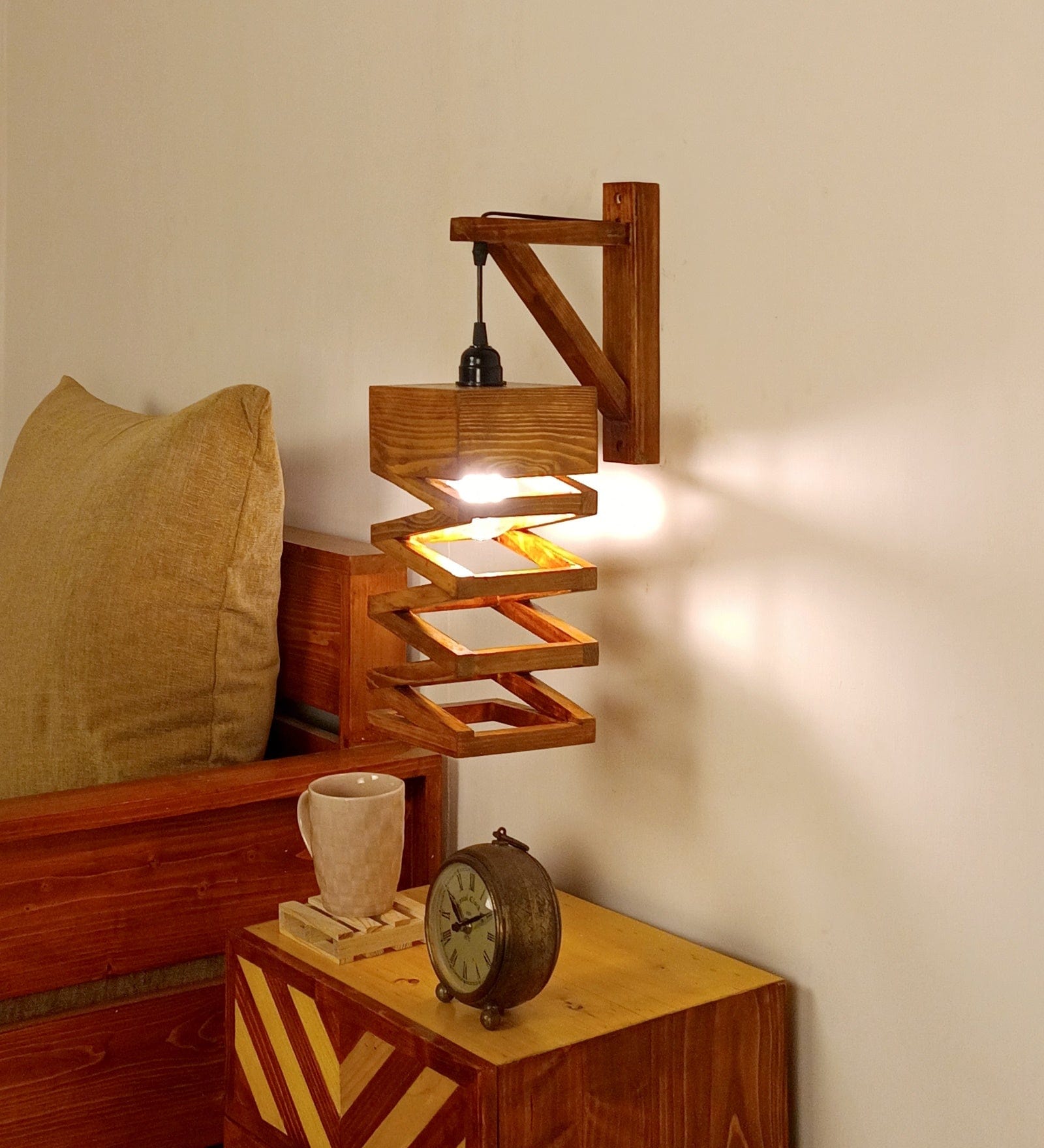 Wiggle L Brown Wooden Wall Light (BULB NOT INCLUDED)