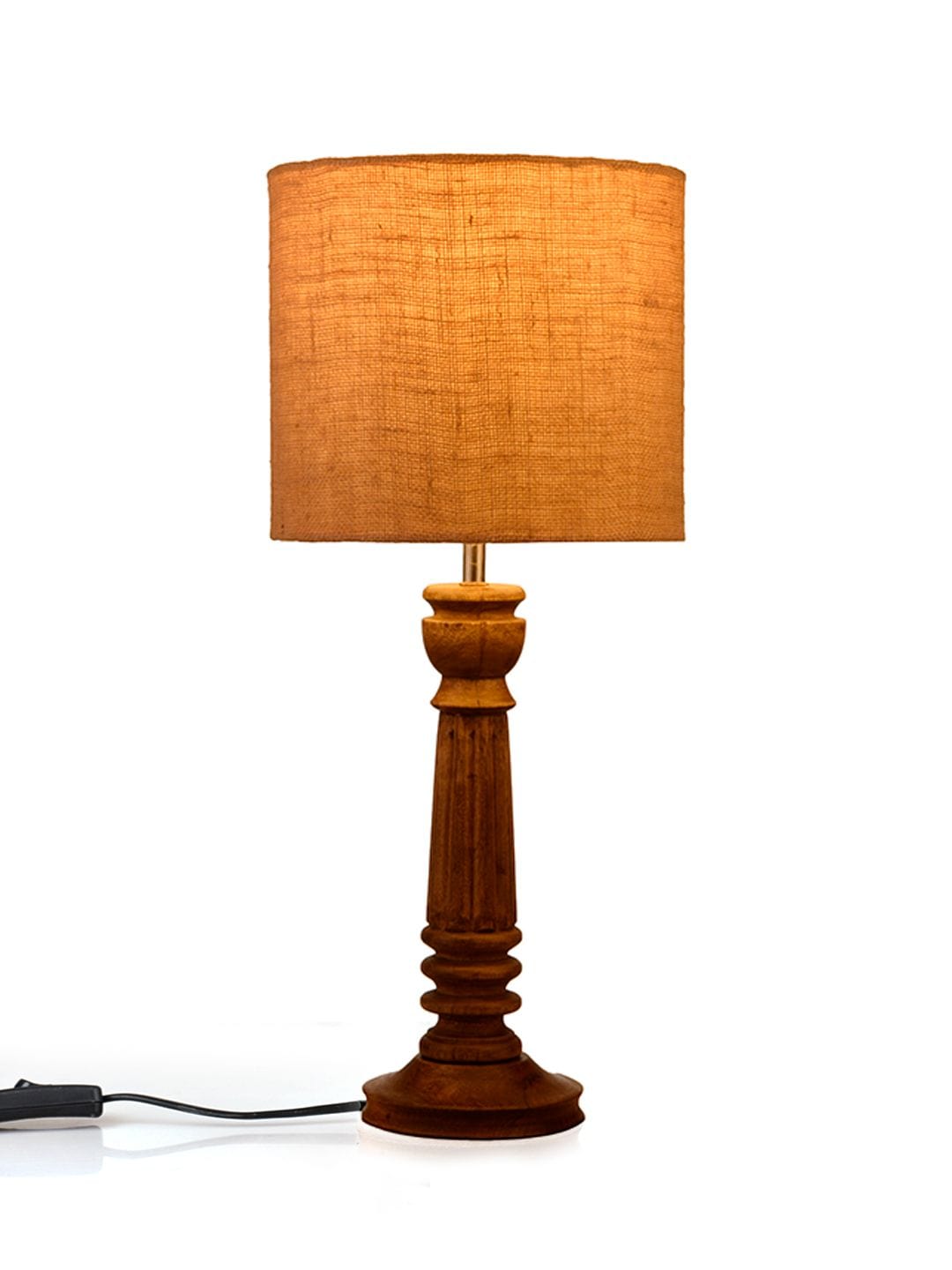 Pillar Brown Lamp with Brown Jute Shade