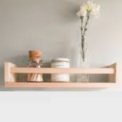 Wooden Wall Shelf For Bathroom Accessories / Kitchen Spice/ Use as Cosmetics Rack ( With Complementary Coaster ) By Miza -1 Pc