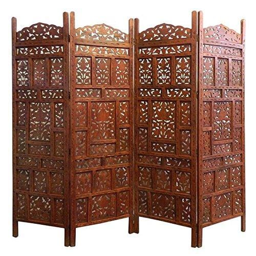 Wooden Room Divider Wooden Separator partition for Living Room partition Screen Room Divider Consists of 4 Panels to be Placed in Zig-Zag Position
