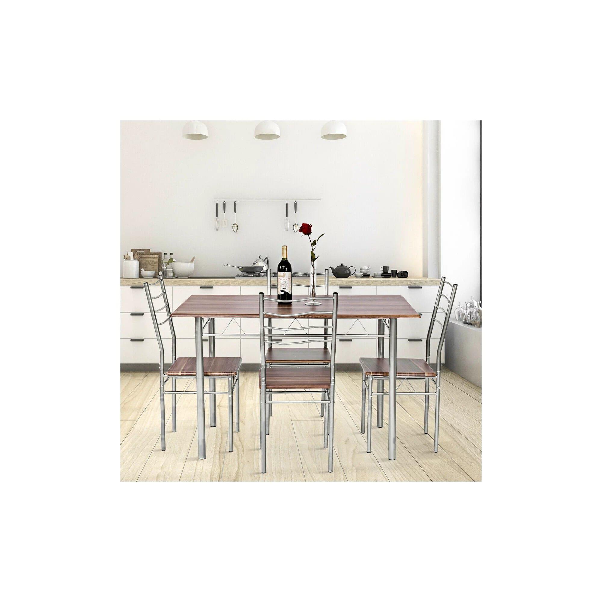 Costway 5 piece kitchen dining set glass metal table and 4 chairs breakfast furniture deals