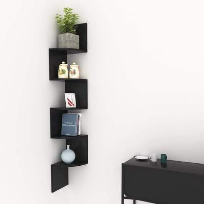Wooden Wall Shelves | Corner Hanging Shelf for Living Room Stylish | Zig Zag Home Decor - Wall Shelf Online