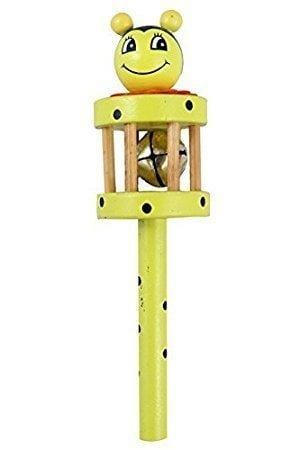 Newborn Infant Baby Wooden Rattle with Bells Musical Instrument