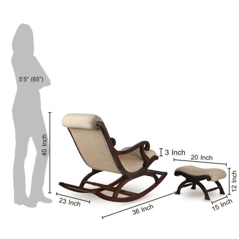 Teak Wood Rocking Chair with Foot Rest and Cushion for Living Room and