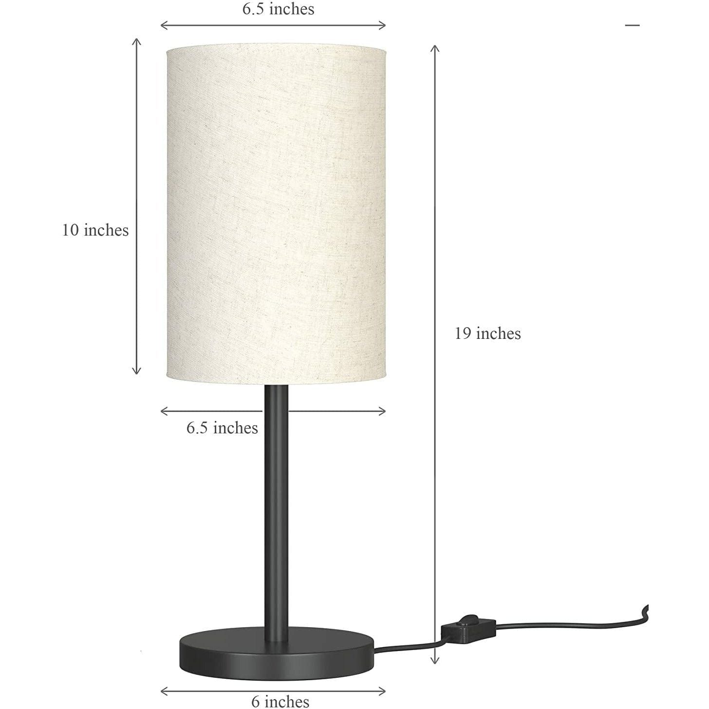 Black Sleek Table Lamp Cylindrical Shade