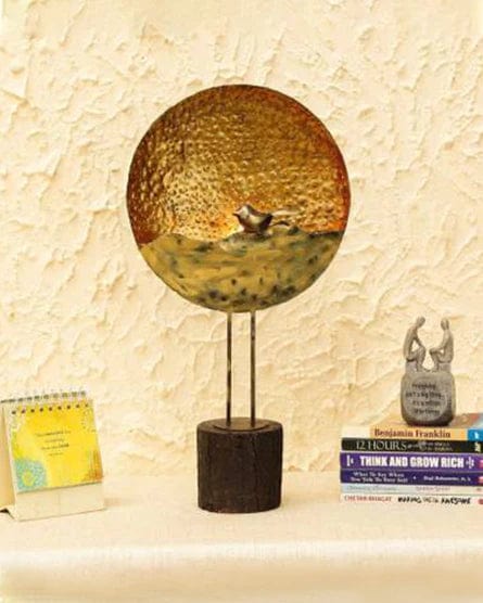 Copper Iron Sun Bird Light Table Decorative Showpiece For Home Decoration Living Room Bedroom Office