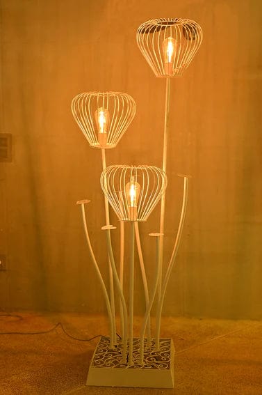Beautiful White Stand Flower Floor Lamp