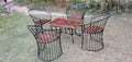 Wooden & Wrought Iron Outdoor/Indoor Set (4 Chairs + 1 Folding Table)