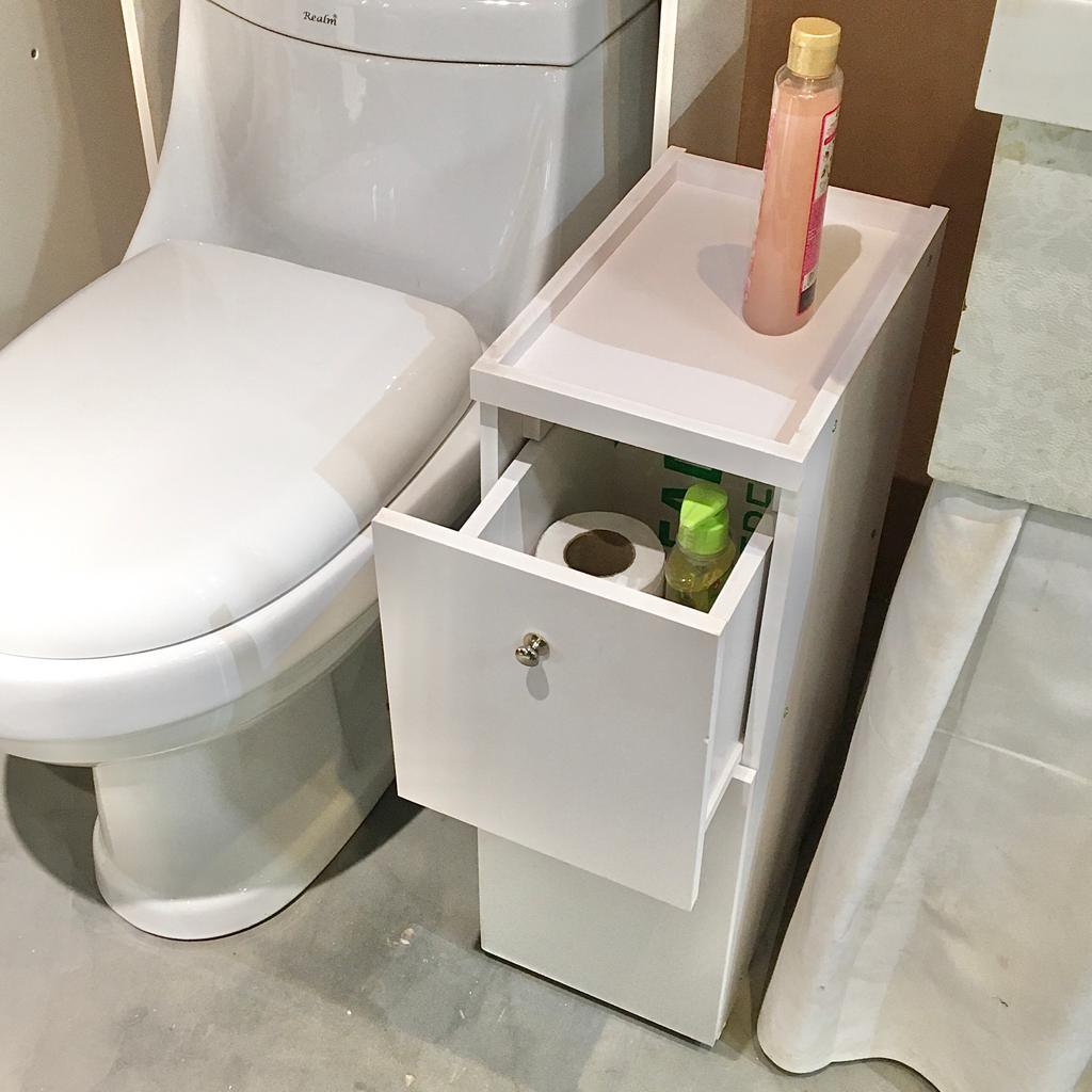 Waterproof PVC Bathroom WC Side Storage Cabinet Racks With Drawer By W