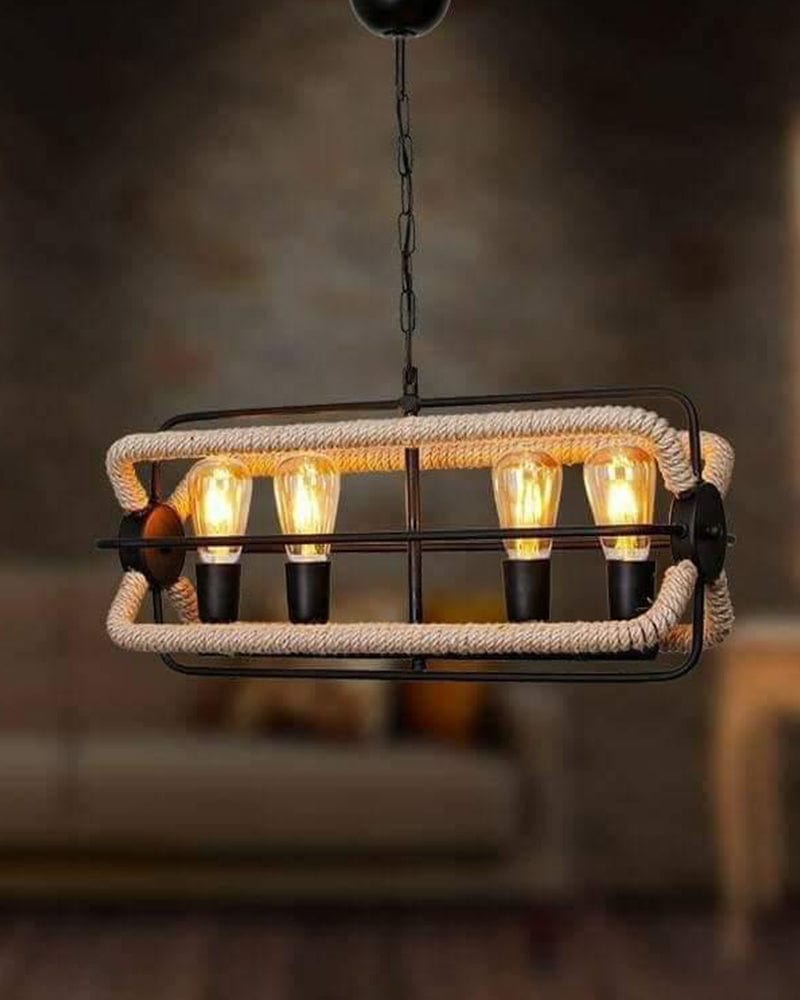 Black Metal Hanging Light with Bulb For Home Decoration