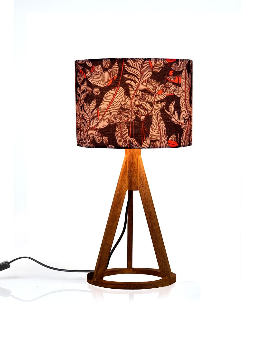 Blue Leaves Trio Wooden Lamp