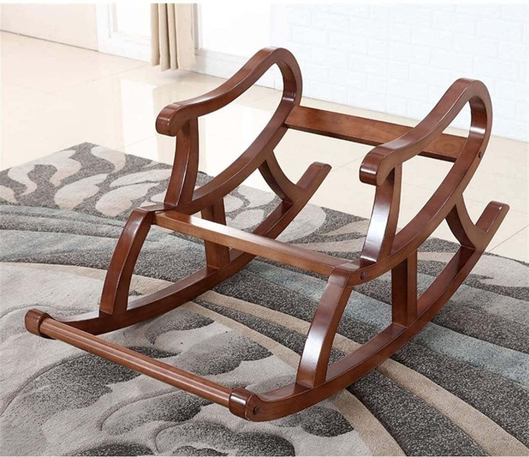 Handcrafted Teak Wood Modern Ergonomic Rocking Chair (Black)