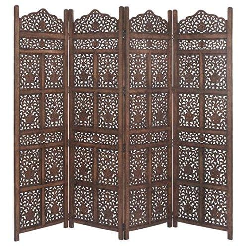 Wooden Partitions 4 Panels Room Divider for Home and Kitchen Wall
