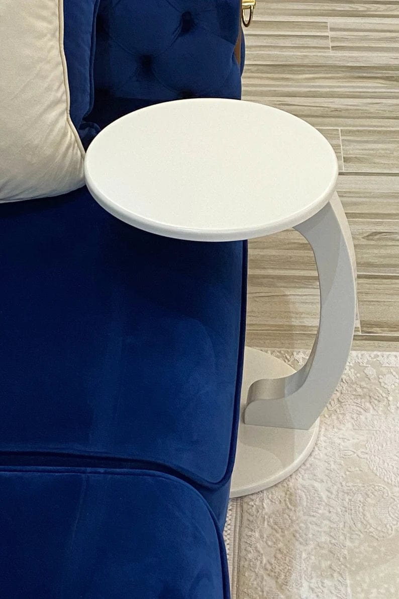 C Shaped End Table Round Snack
