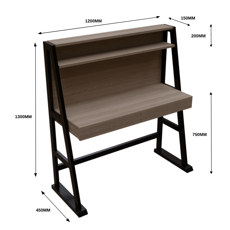 Koster Study Table with Storage in Brown Color