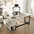 L Shaped Executive Desk with Storage Design in Black & White Color