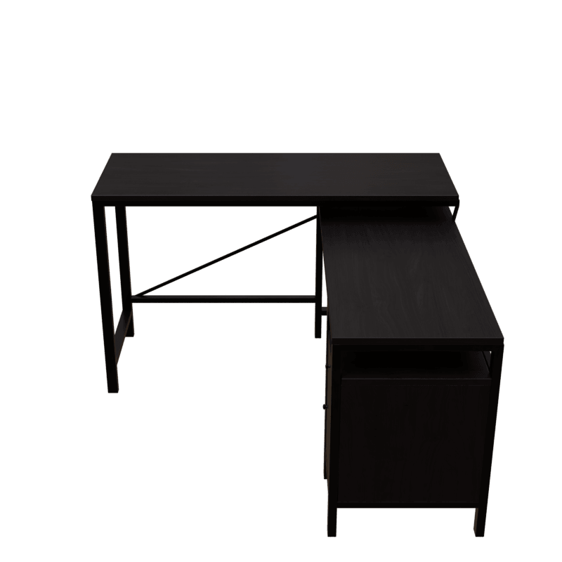 Maru l shaped Office Table with Storage Design in brown finish - Ouch Cart 