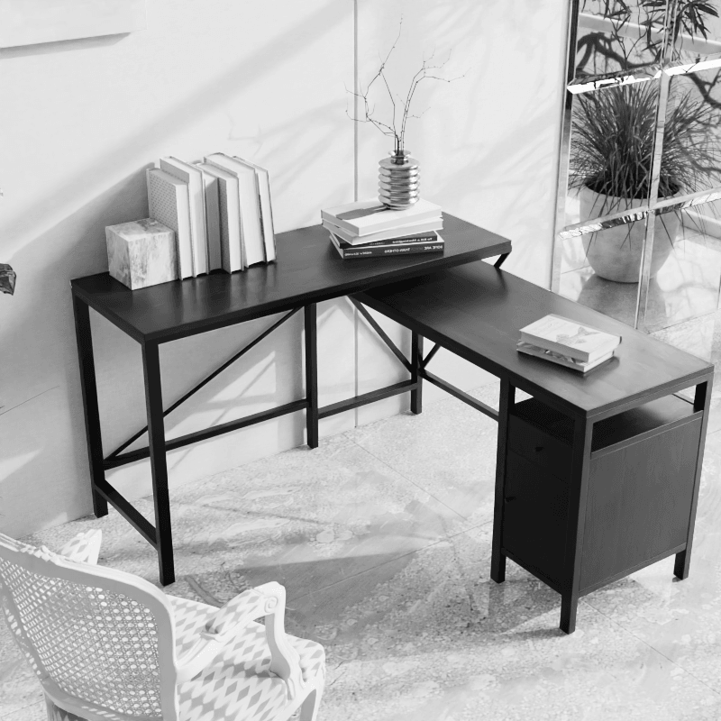 L shaped desk with storage drawer for office furniture