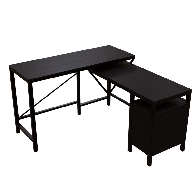 Maru l shaped Office Table with Storage Design in brown finish - Ouch Cart 