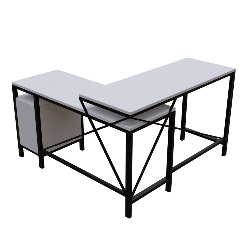 Maru l shaped Executive Desk with storage Design in white finish - Ouch Cart 