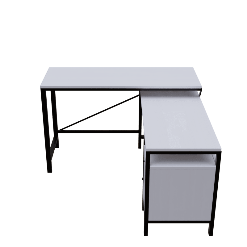 Maru l shaped Executive Desk with storage Design in white finish - Ouch Cart 