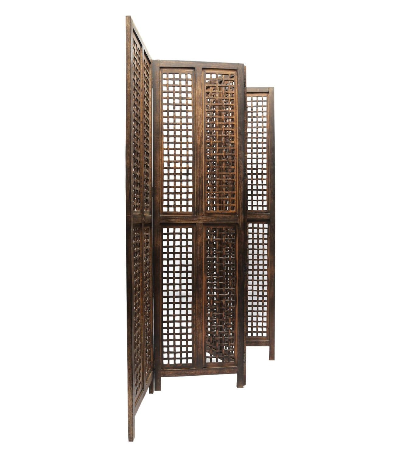 Wooden Partitions Wood Room Divider Partition for Living Room 4 Panels - Room Separators Screen Panel for Home & Kitchen to be Placed in Zig-Zag