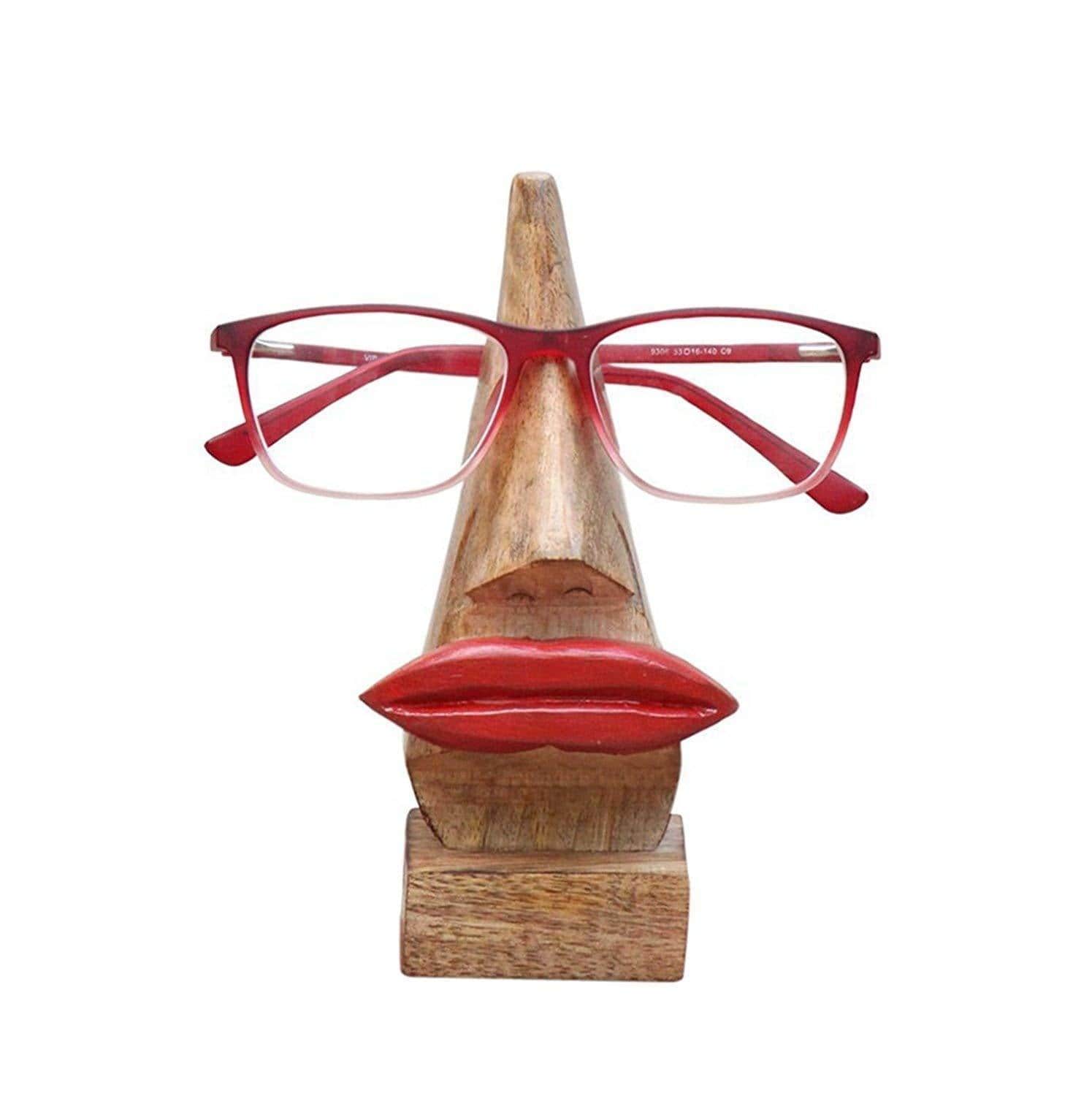 Wooden Nose Shaped Eyeglass Spectacle Holder