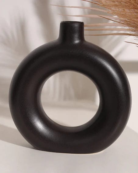 Black Pipe Shape Ceramic Pot Planter For Indoor, Home Decor- Big Pot (Pack of 1)