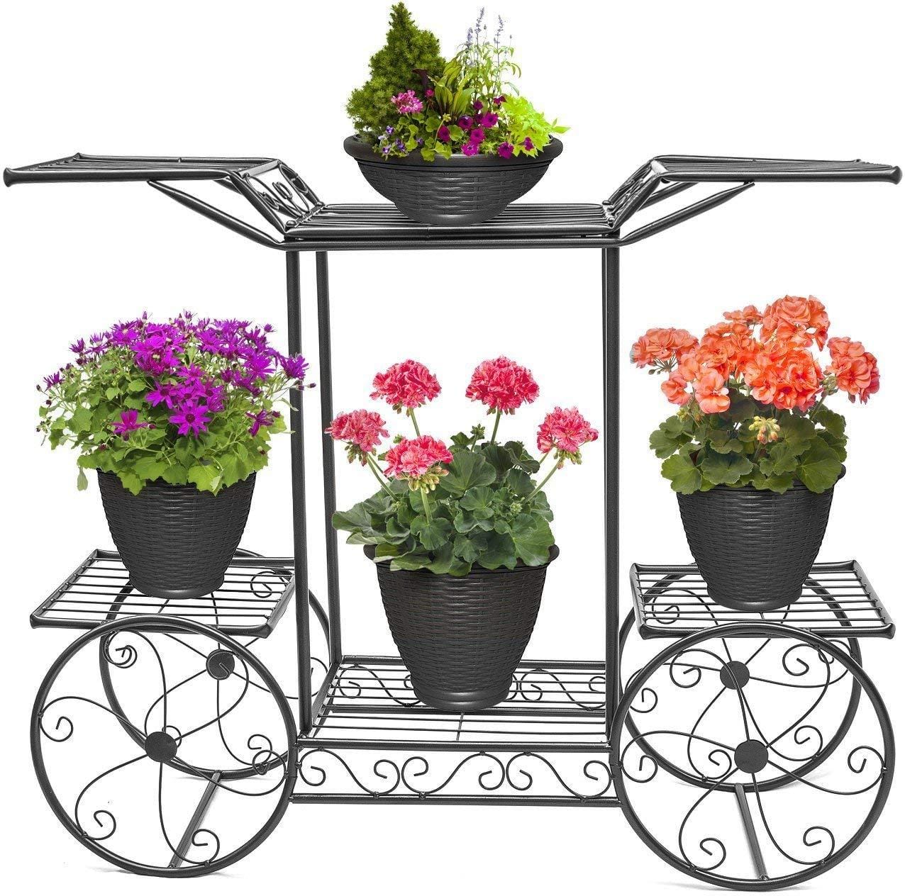 6-Tier Cart Planter Stand, Outdoor Flower Rack Flower Pot