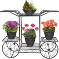 6-Tier Cart Planter Stand, Outdoor Flower Rack Flower Pot